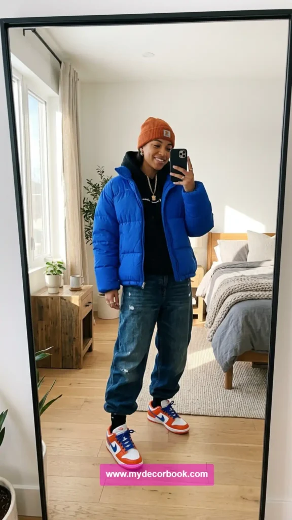 6. Baggy Jeans With A Puffer Jacket