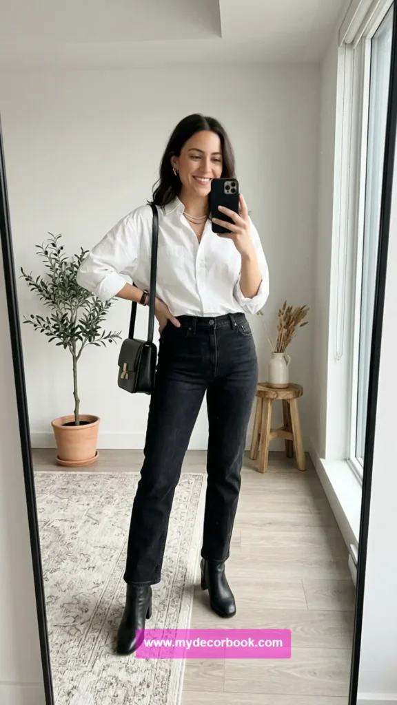 8. Black Jeans With a White Button-Down