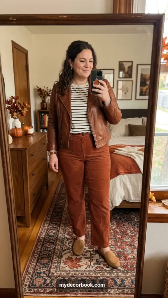 8. Corduroy Pants With a Striped Long-Sleeve Tee