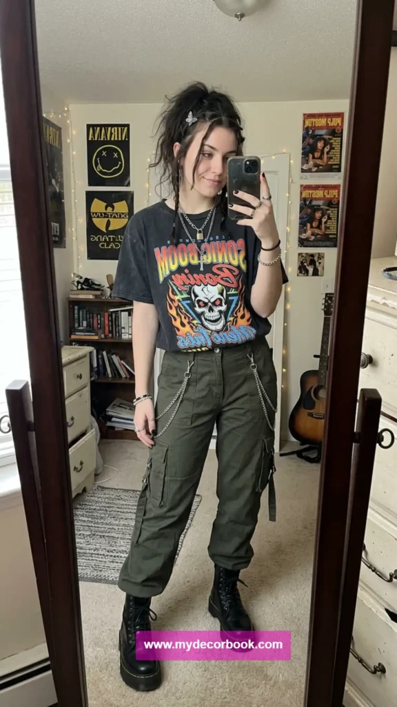 8. Graphic Tee With Cargo Pants And Combat Boots