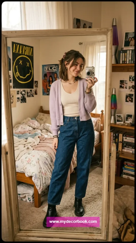 9. 90s Cardigan and Tank Top Combination